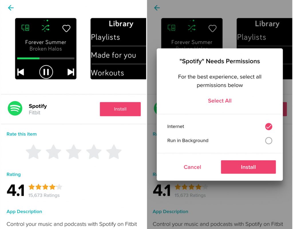 install spotify to fitbit