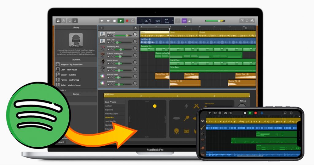 spotify to garageband