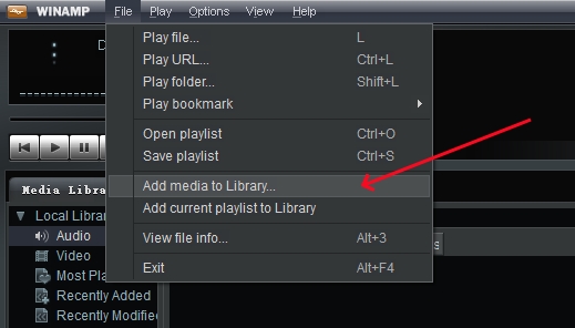 add music files to winamp