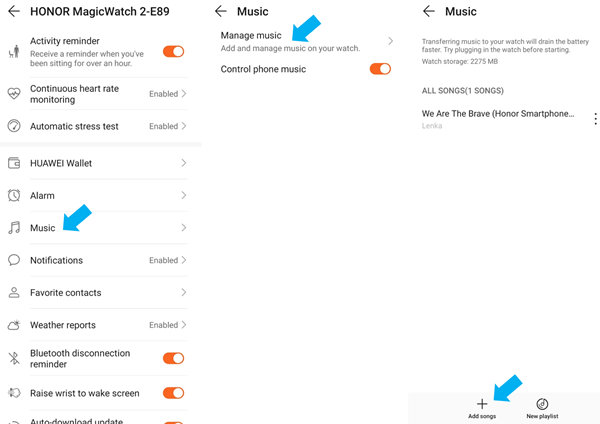 add music to honor magicwatch 2