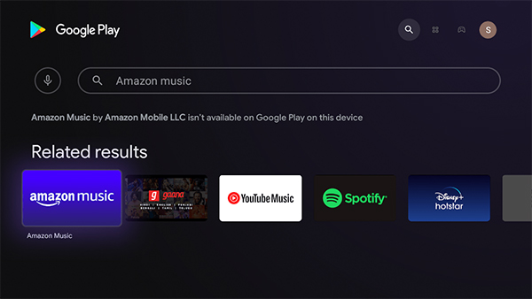 search amazon music on android tv