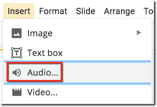 insert audio to google slides