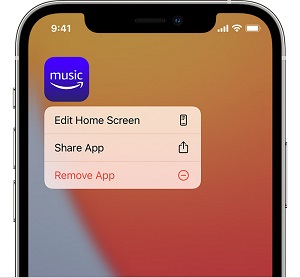 delete Amazon Music app on iOS