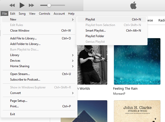 create new playlist in itunes