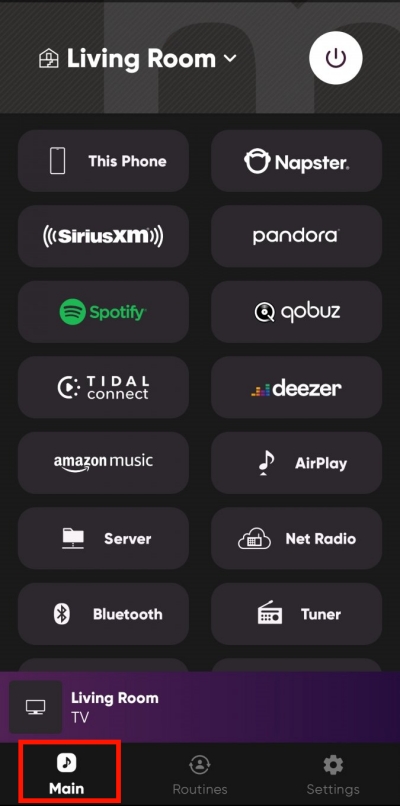 streaming services on yamaha musiccast app