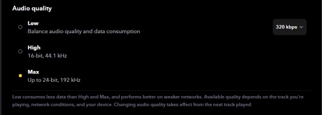 change tidal audio quality on pc