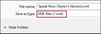 export as xml file