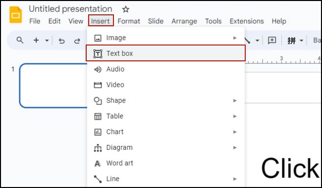 insert text box in google slide