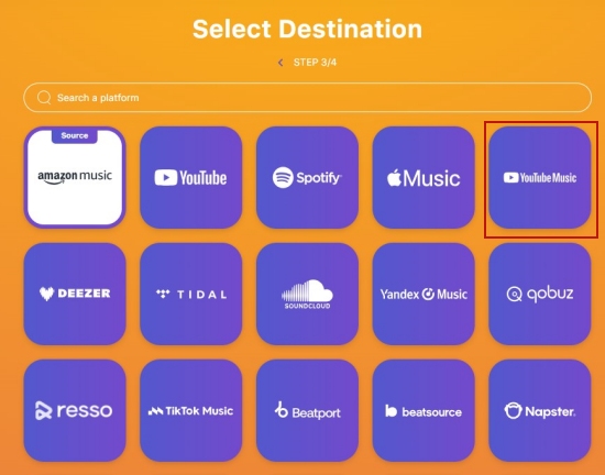 select destination tunemymusic