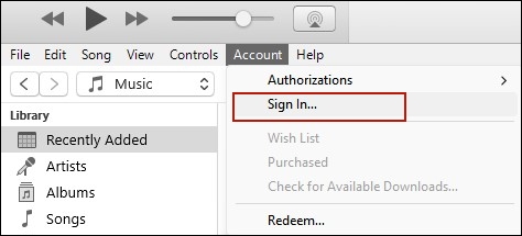 sign in itunes on pc