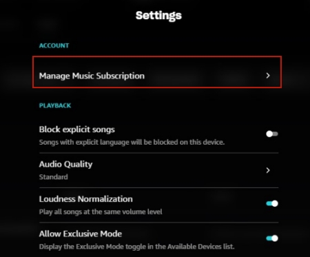 manage music subscription