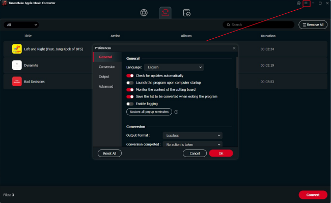 select output format